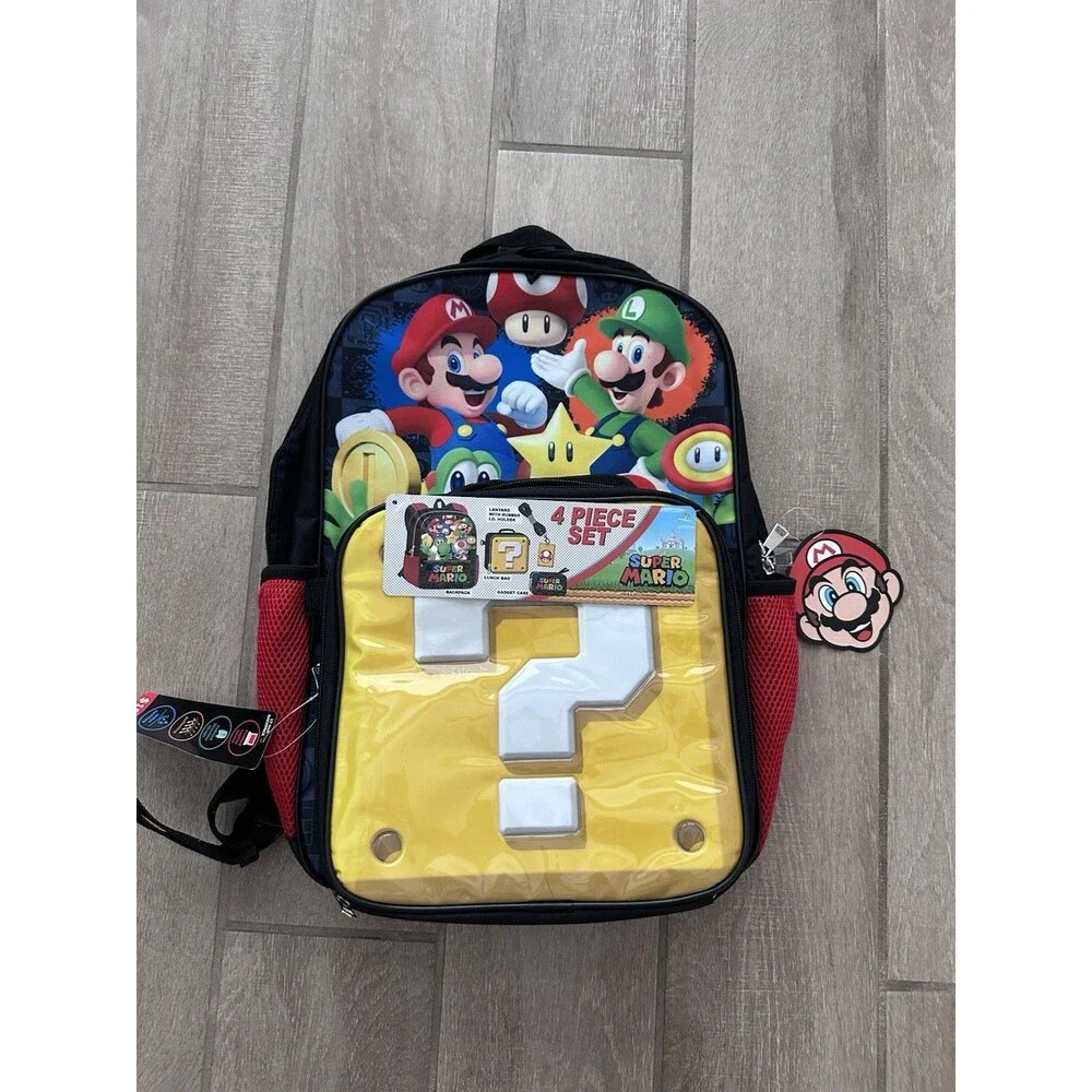 NEW 17” Super Mario Backpack and Lunch Box Kids Movie Retired Bag School